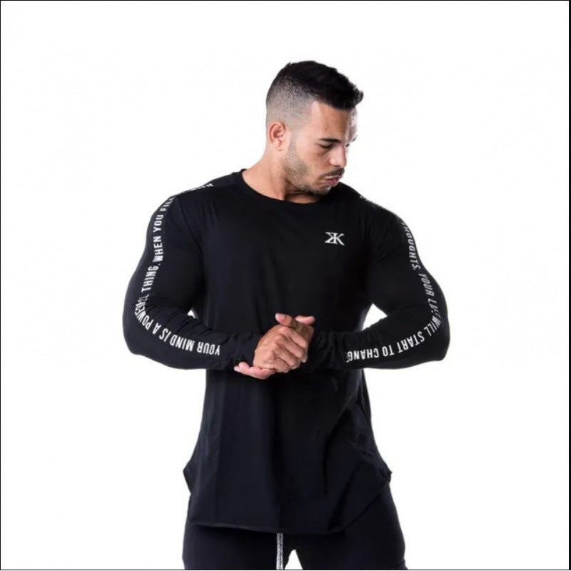 Long Sleeve Round Neck Slim Men's Sports Top