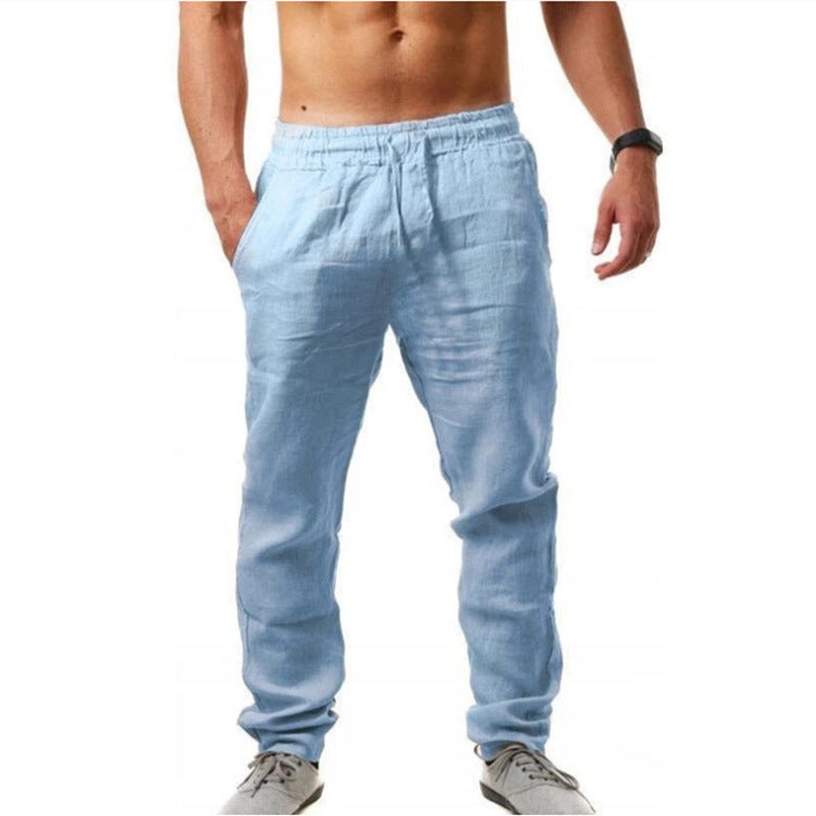 Hip Hop Breathable Cotton Linen Loose Casual Men's Sports Pants