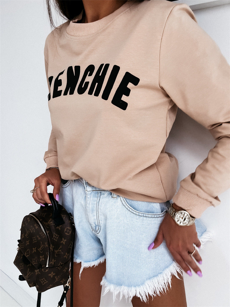 Round Neck Capless Urban Casual Pullover Women's Sweater