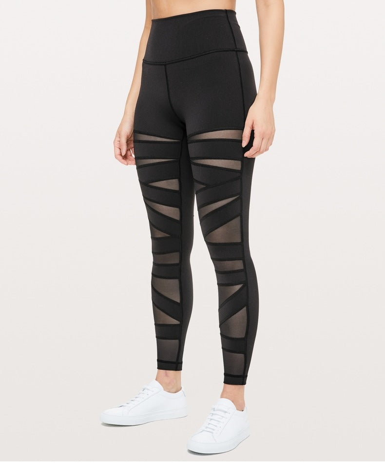 Net Gauze Stitching Slim Hip-Lifting Women's Legging