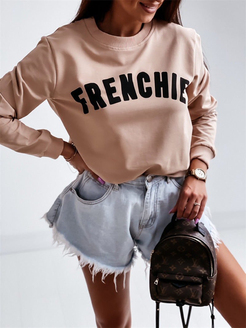 Round Neck Capless Urban Casual Pullover Women's Sweater