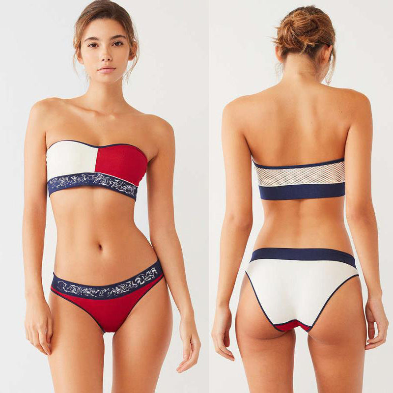 Tube Top Two Piece Split Women's Bikini Swimsuit