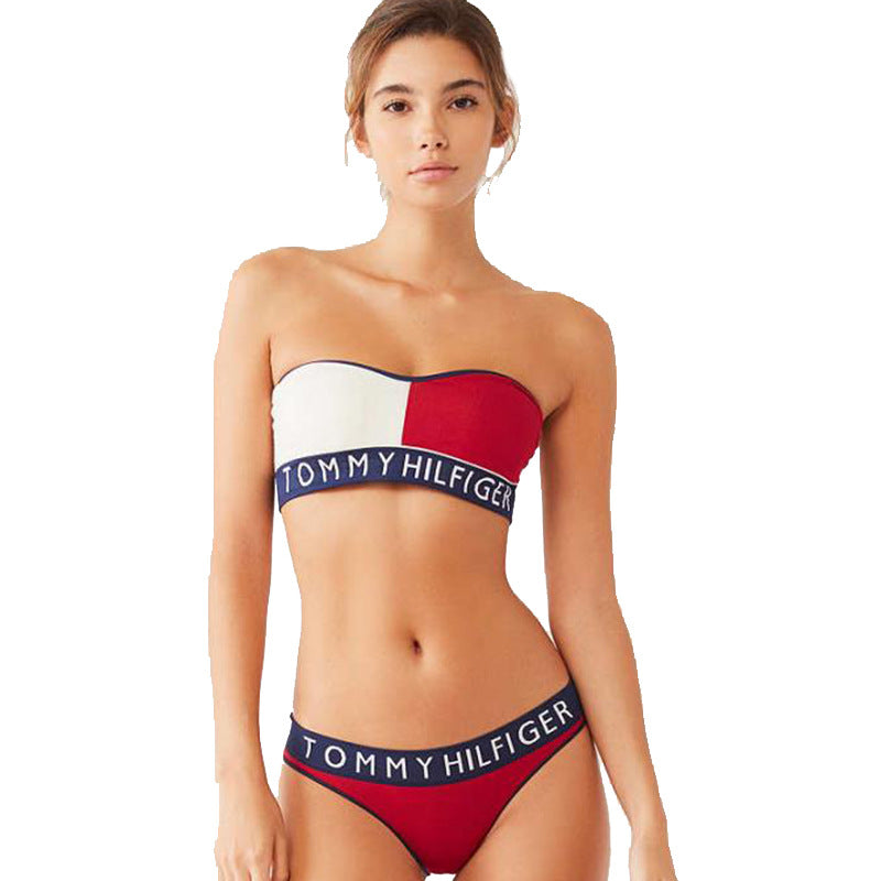 Tube Top Two Piece Split Women's Bikini Swimsuit