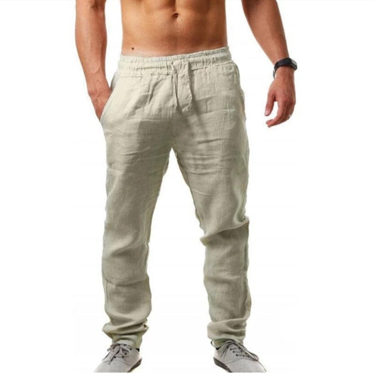 Hip Hop Breathable Cotton Linen Loose Casual Men's Sports Pants