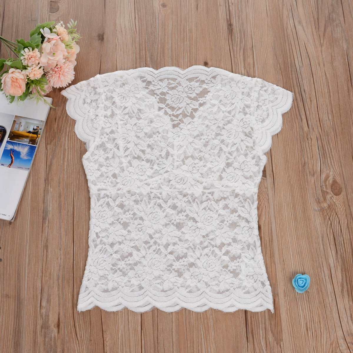 Lace V-neck Women's T-shirt