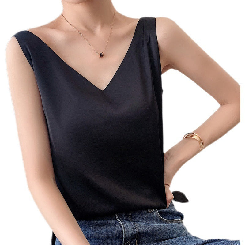 Summer Simulation Silk Camisole Women'S Inner Suit V-Neck