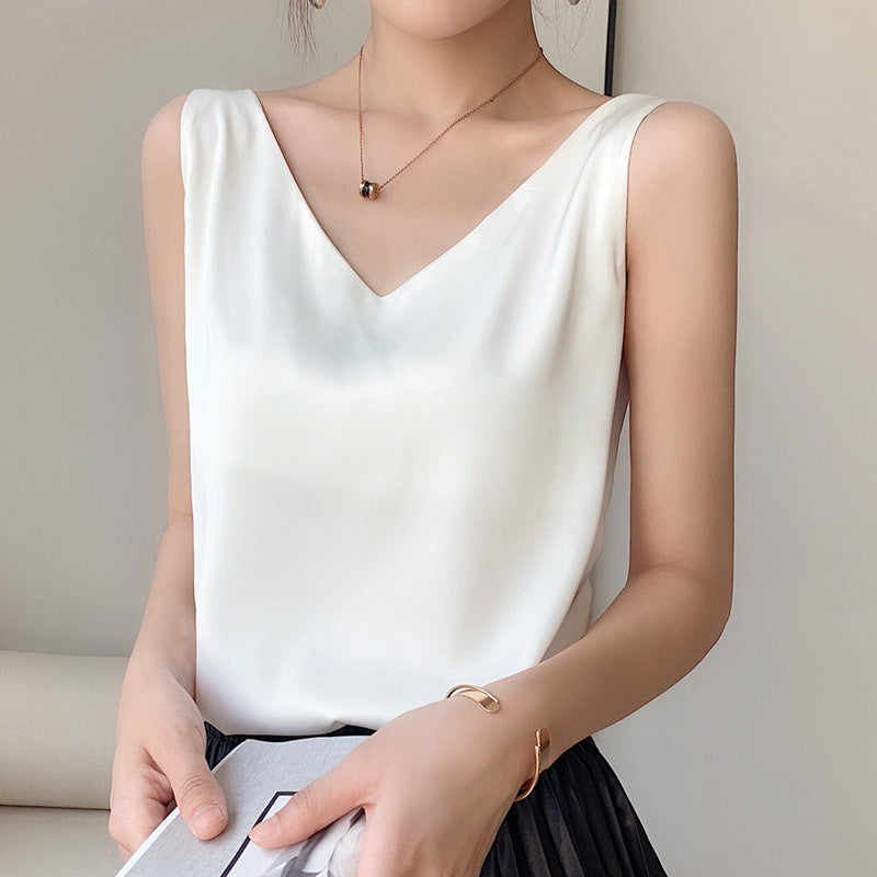 Summer Simulation Silk Camisole Women'S Inner Suit V-Neck