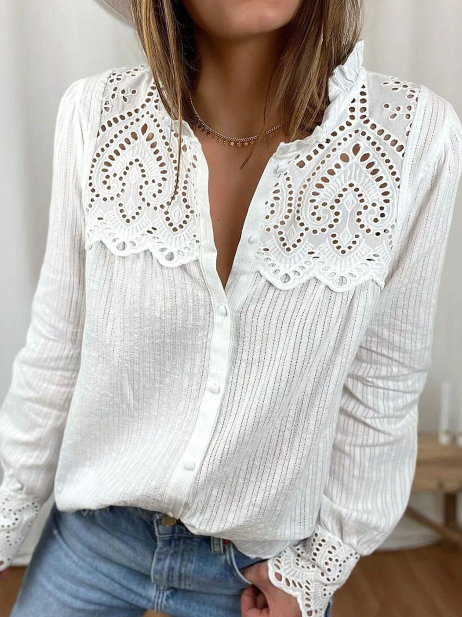 Lace Stitching Women's Shirt