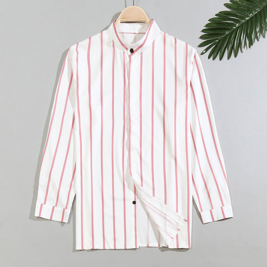 Printed Wide Lapel Button Cardigan Long Sleeve Casual Men's Shirt