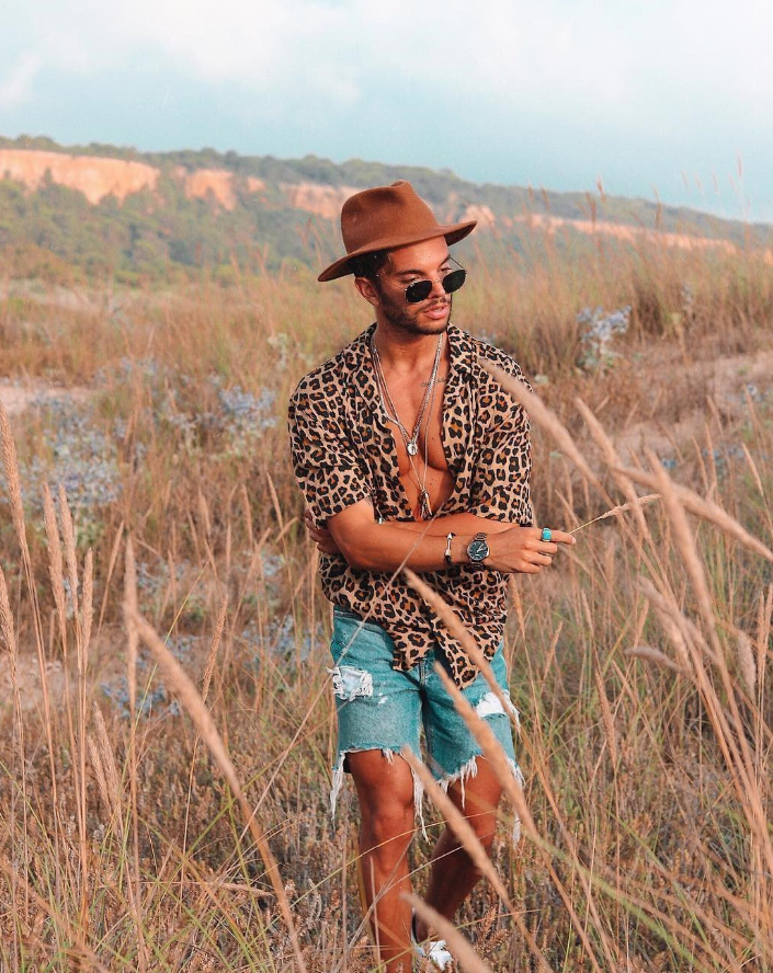 Leopard Print Short-Sleeve Men's Shirt