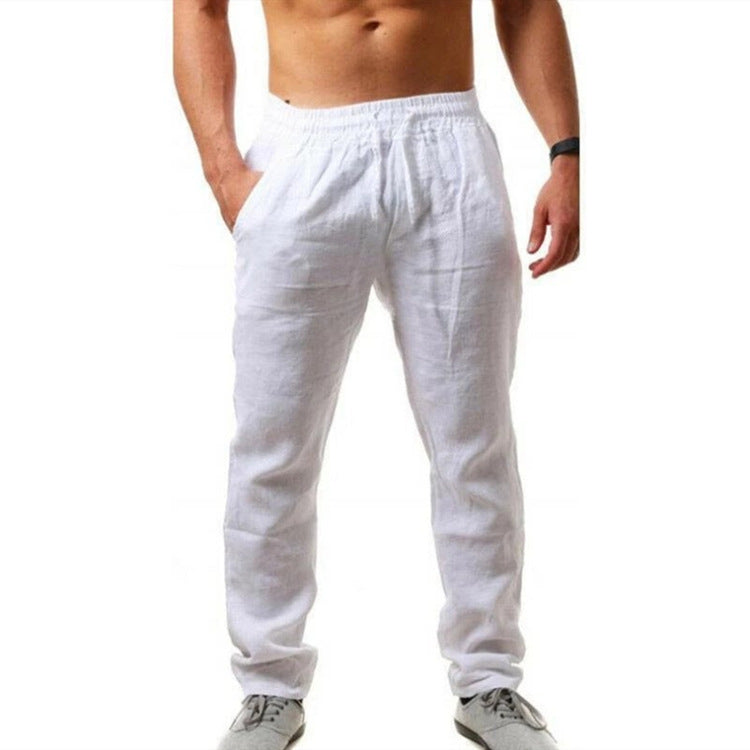 Hip Hop Breathable Cotton Linen Loose Casual Men's Sports Pants