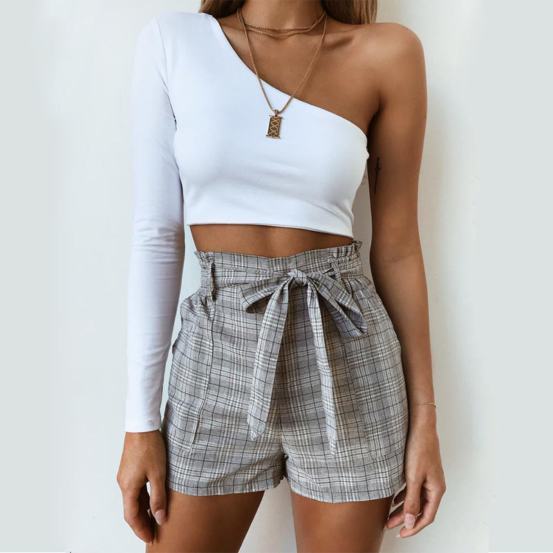One-Shoulder Cotton Women's Sport Crop Top