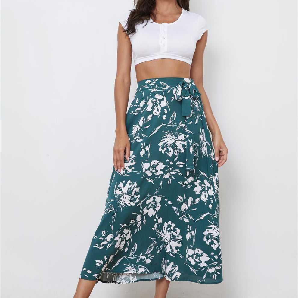 Fashion Floral Print Chiffon Women's Skirt