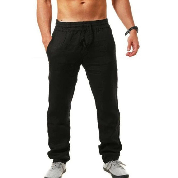 Hip Hop Breathable Cotton Linen Loose Casual Men's Sports Pants