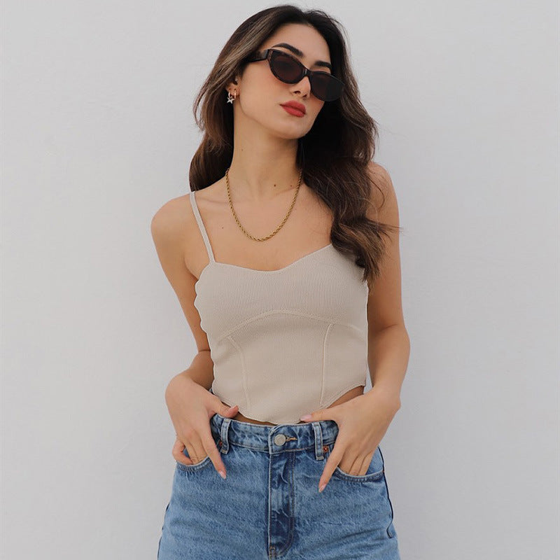 Fashion Solid Strap Slim Strapless Women's Top