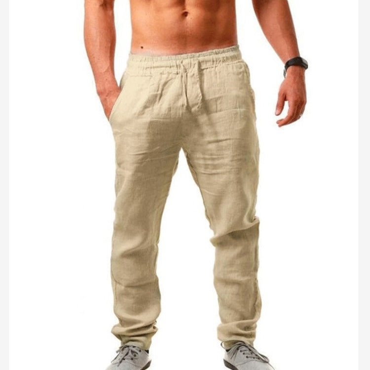 Hip Hop Breathable Cotton Linen Loose Casual Men's Sports Pants