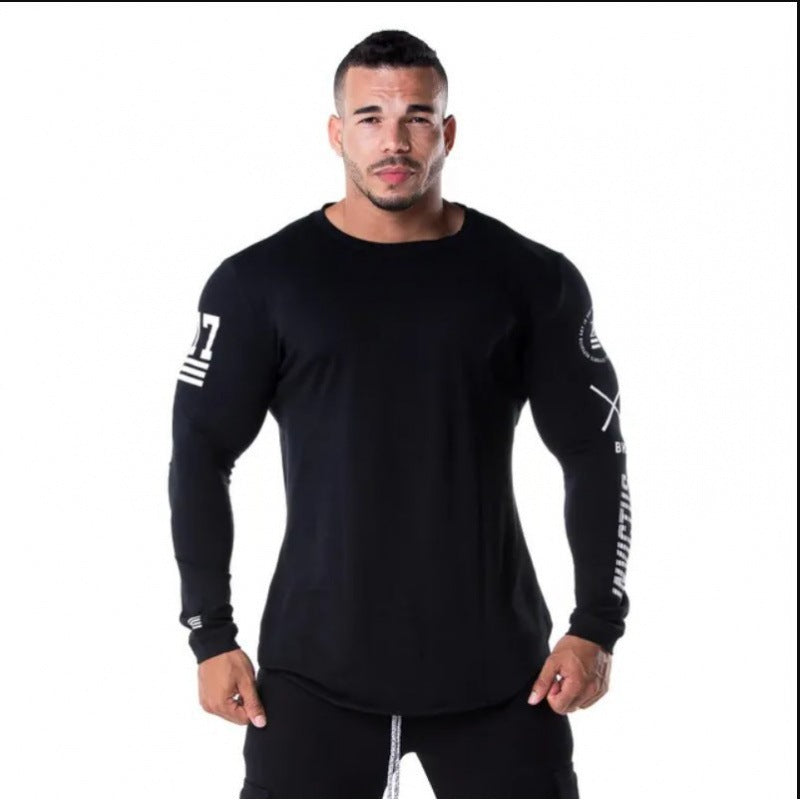 Long Sleeve Round Neck Slim Men's Sports Top