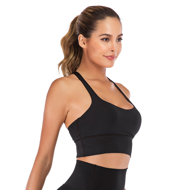 Fashionable And Simple Gathering Cross Beautiful Back Women's Sports Top