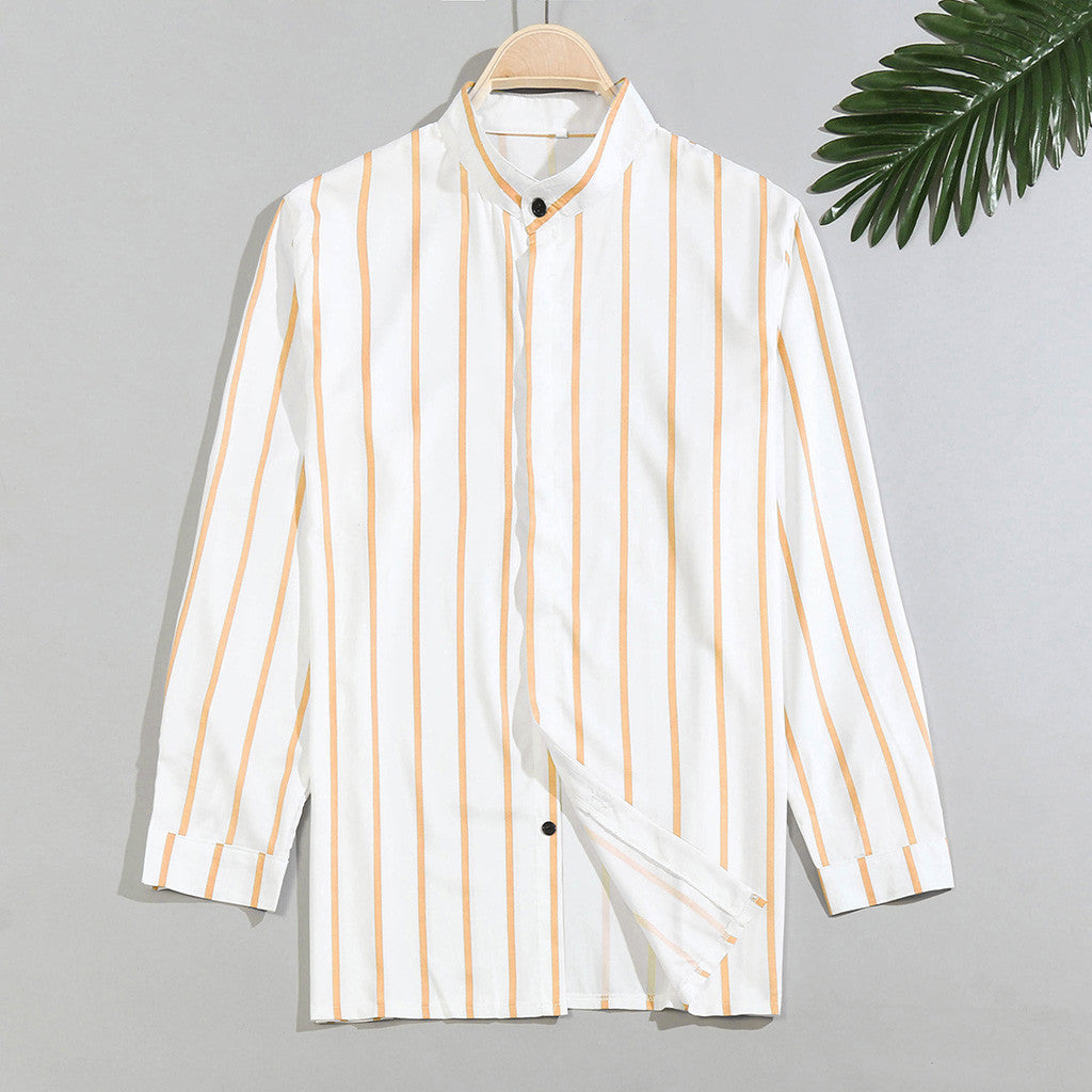 Printed Wide Lapel Button Cardigan Long Sleeve Casual Men's Shirt