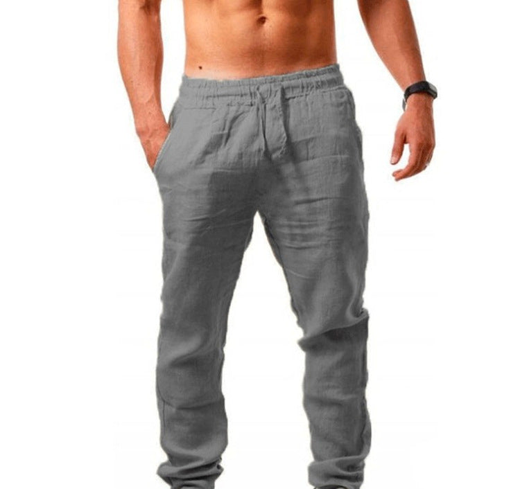 Hip Hop Breathable Cotton Linen Loose Casual Men's Sports Pants
