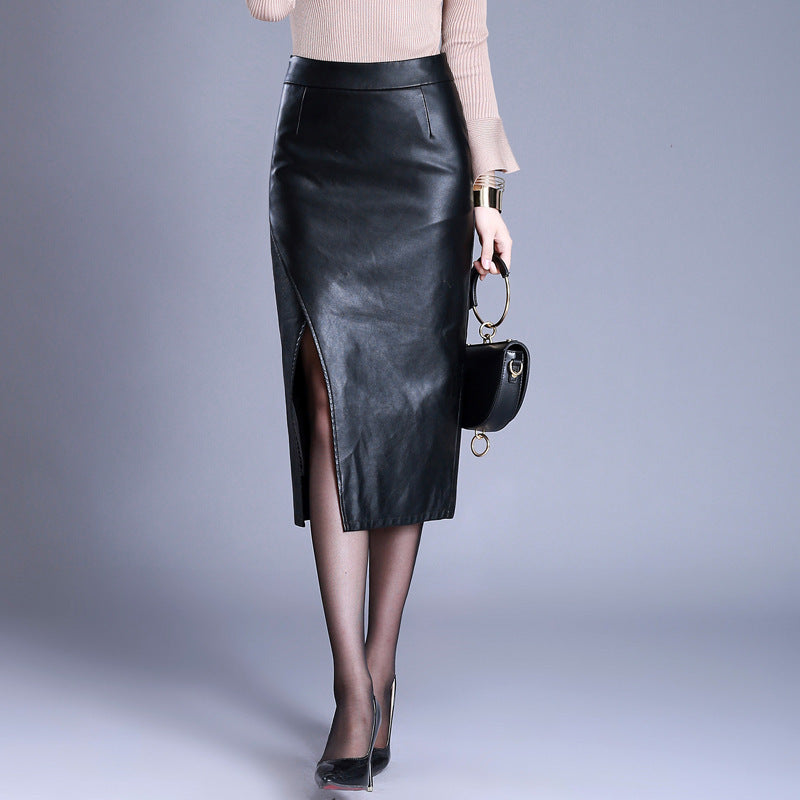 Korean Version Slit Straight Wrap Women's Skirt