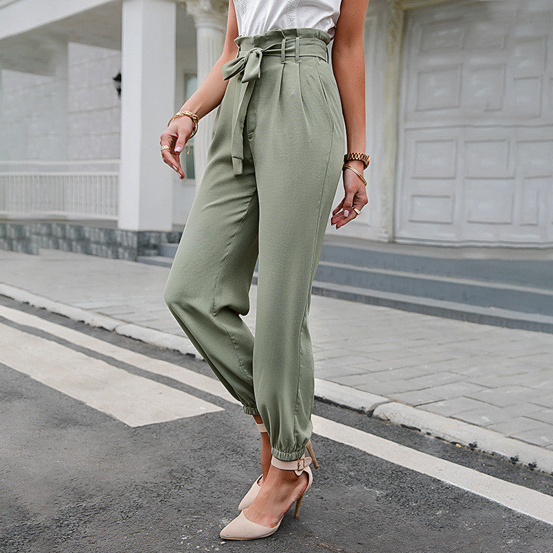 High Waist Pocket Trousers All-Match Casual Women's Pants