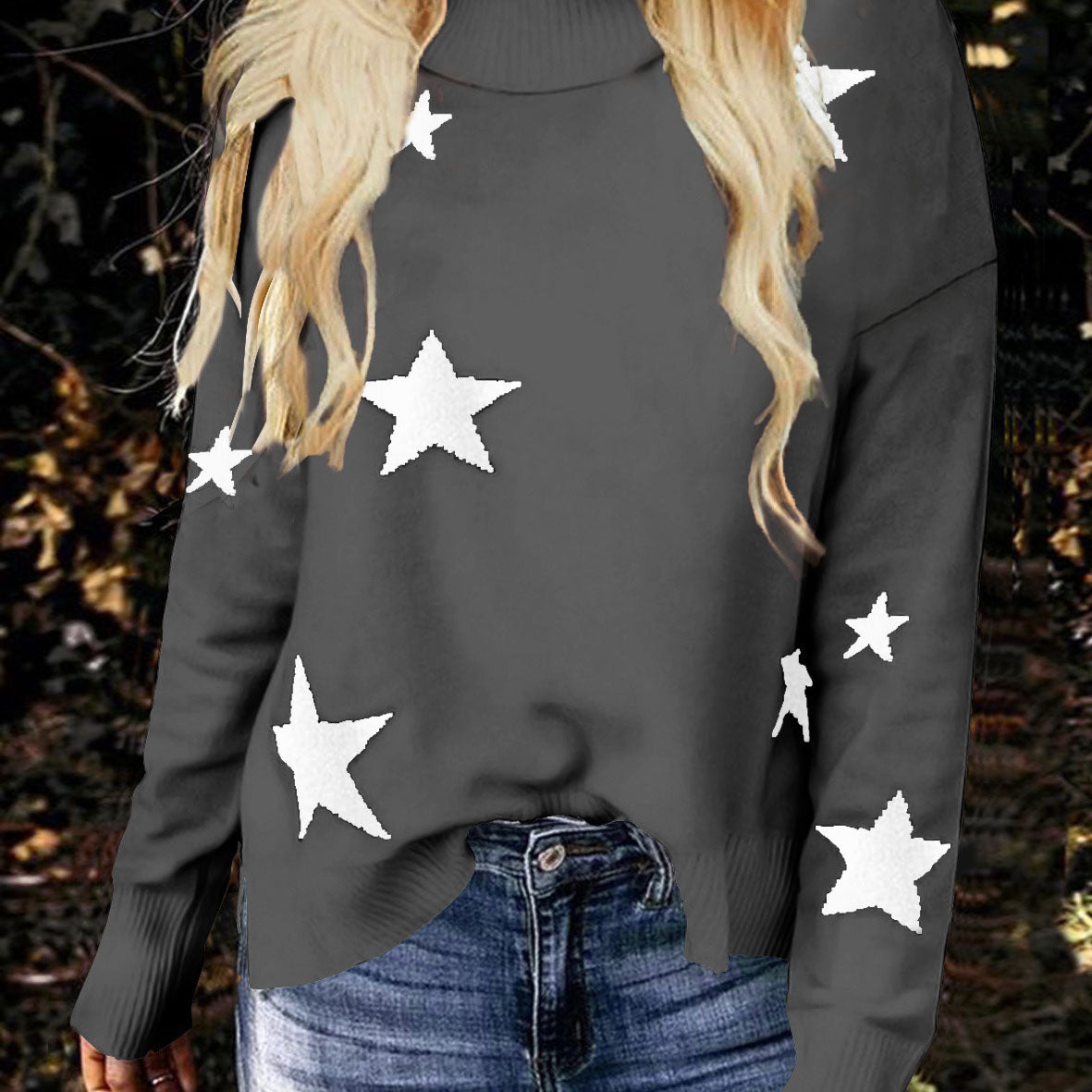 Knitted Turtleneck Long Sleeve Women's Pullover Sweater