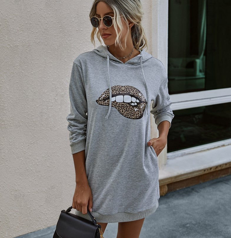 Mid-length Women's Hooded Sweater