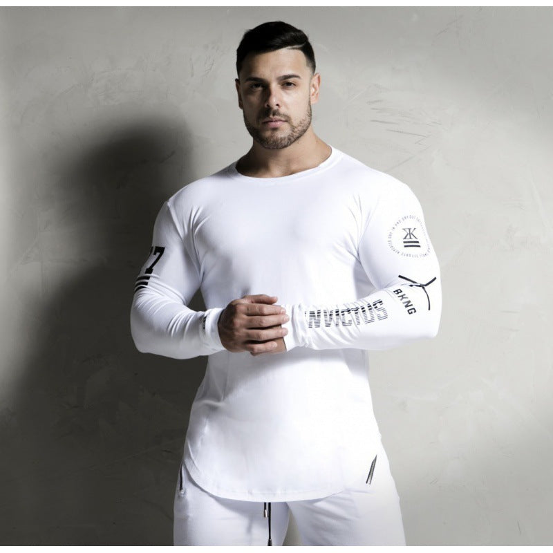Long Sleeve Round Neck Slim Men's Sports Top