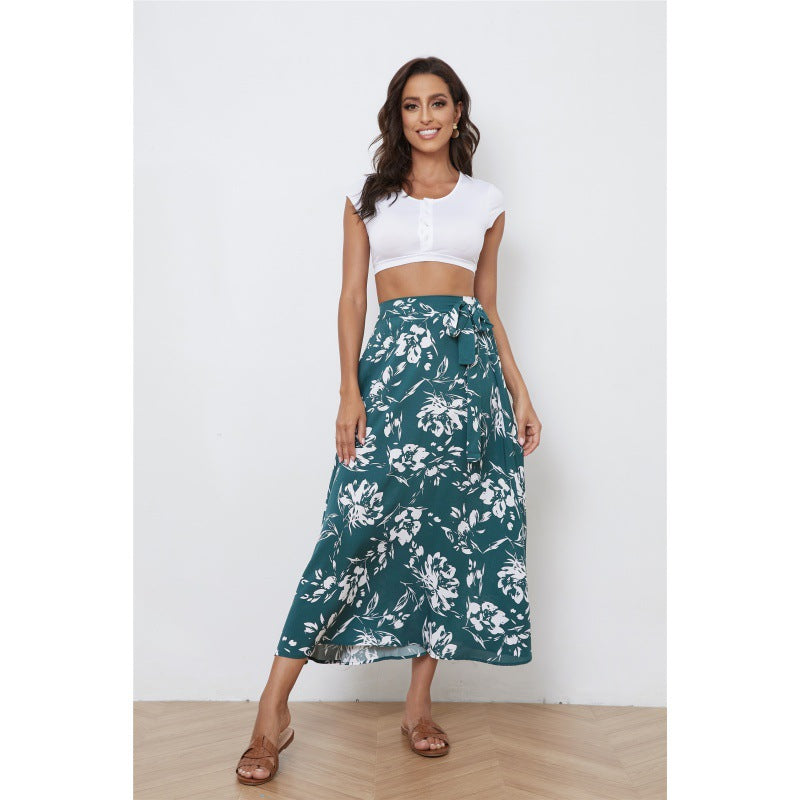 Fashion Floral Print Chiffon Women's Skirt