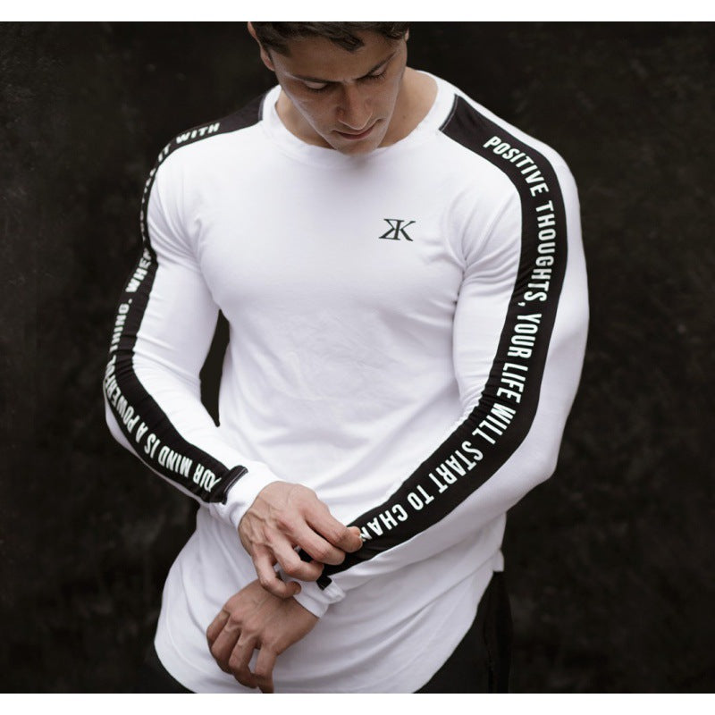 Long Sleeve Round Neck Slim Men's Sports Top