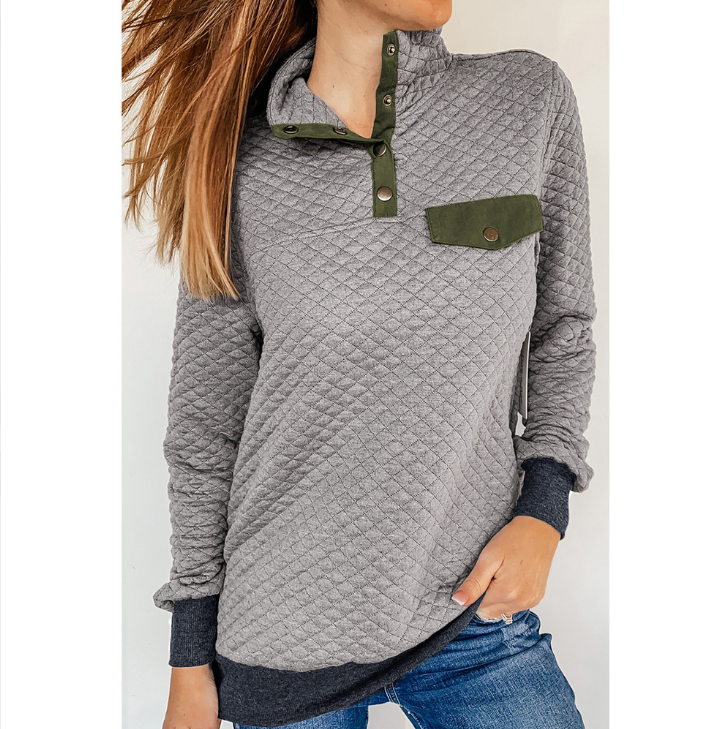 Casual Long-Sleeved Solid Color Stand-Up Collar Women's Sweater