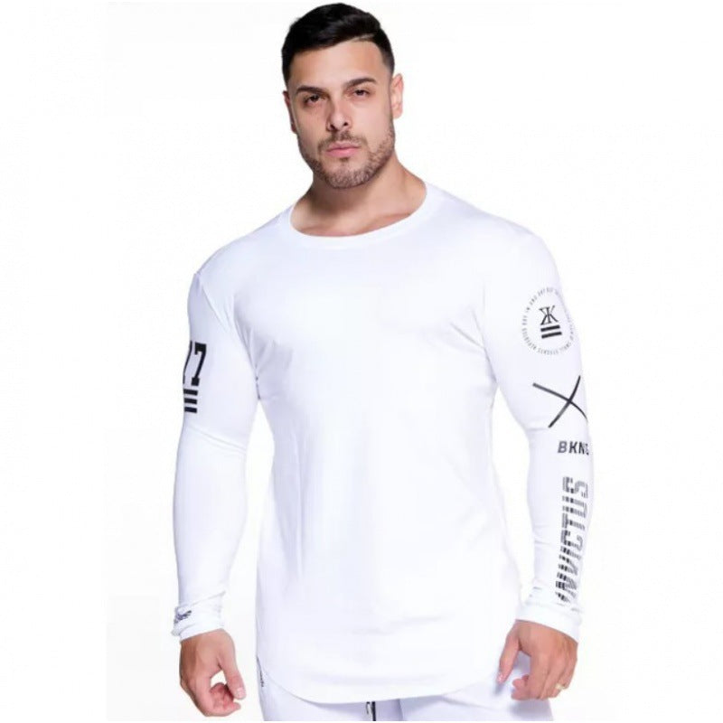 Long Sleeve Round Neck Slim Men's Sports Top