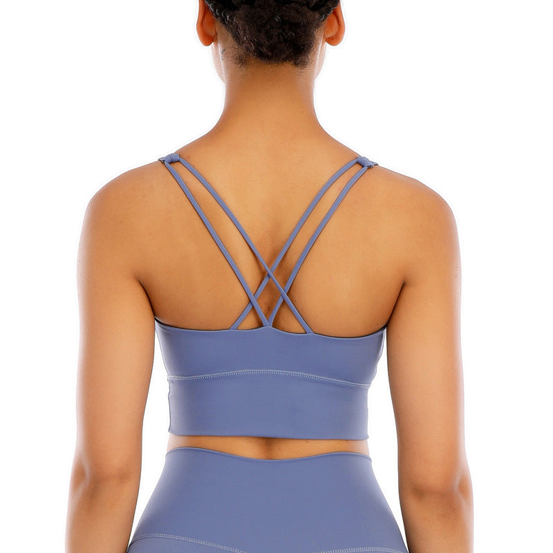 Fashionable And Simple Gathering Cross Beautiful Back Women's Sports Top