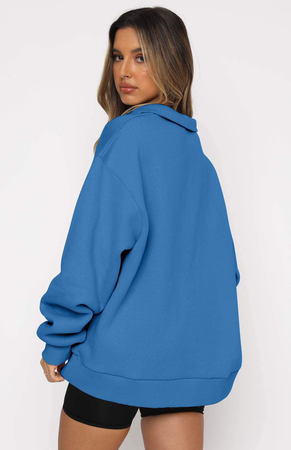 Casual Top Half Zipper Pullover Long Sleeved Women's Hoody