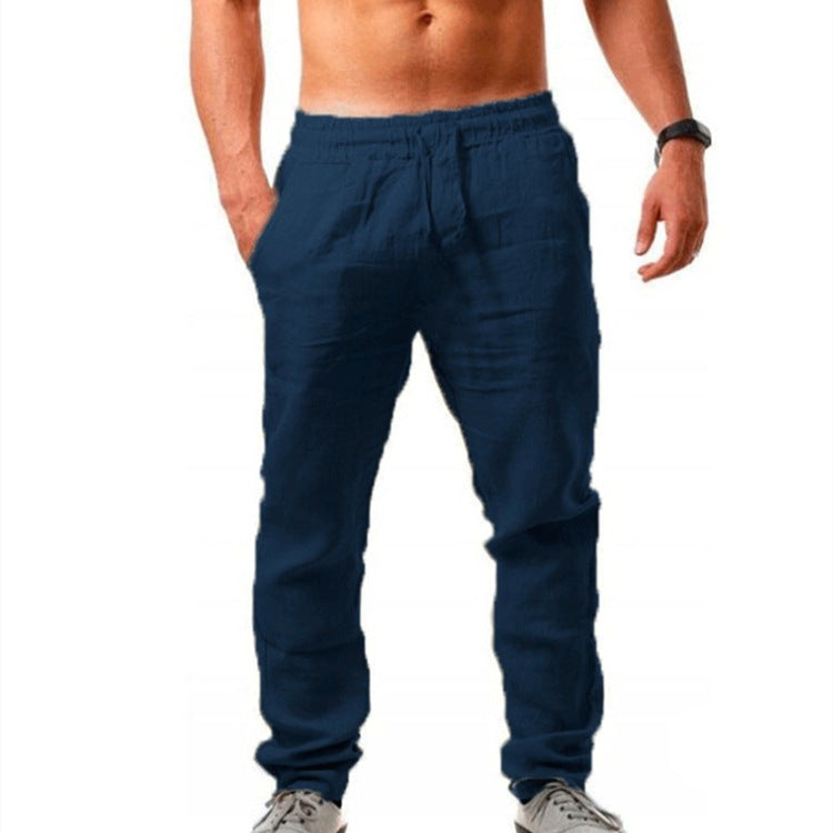 Hip Hop Breathable Cotton Linen Loose Casual Men's Sports Pants