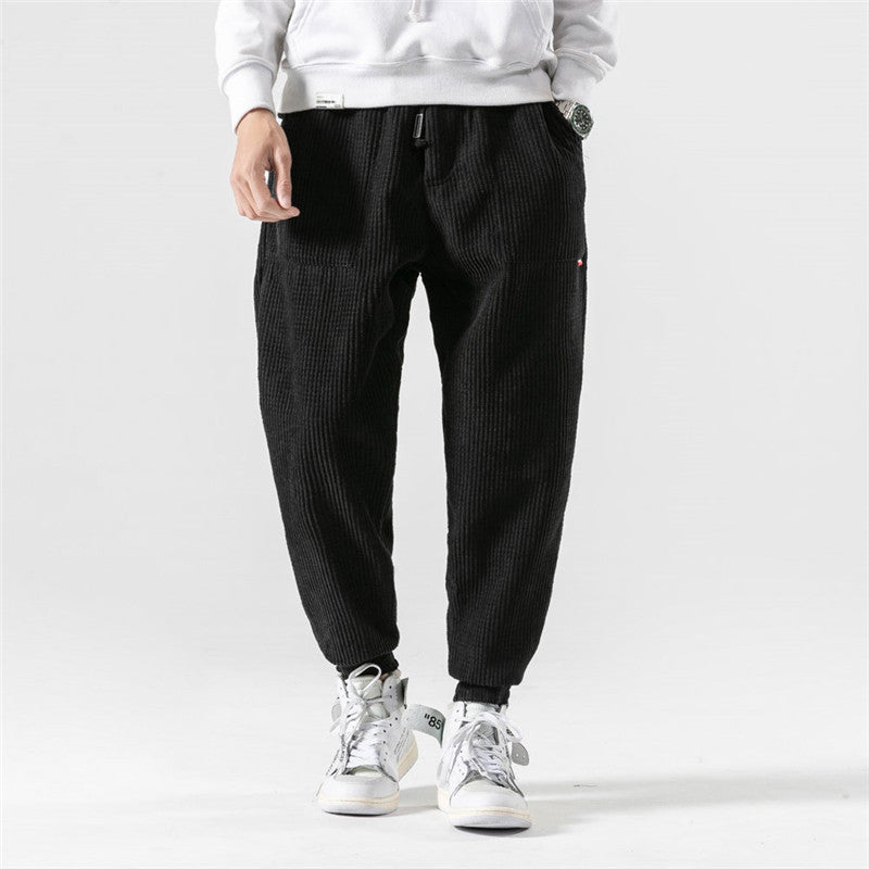 Casual Trousers Blue Corduroy Men's Pants