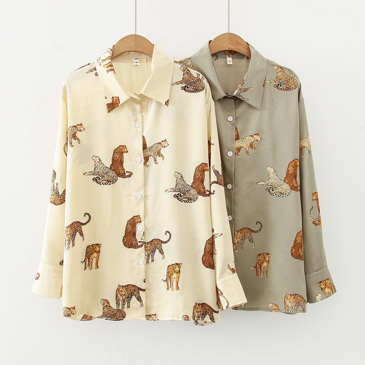 Leopard Animal Print Long-Sleeved Women's Shirt Top