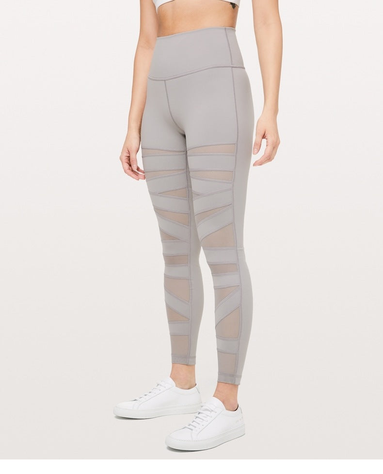 Net Gauze Stitching Slim Hip-Lifting Women's Legging