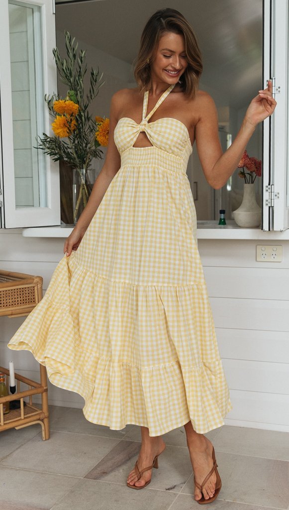 Halterneck Printed Women's Long Dress