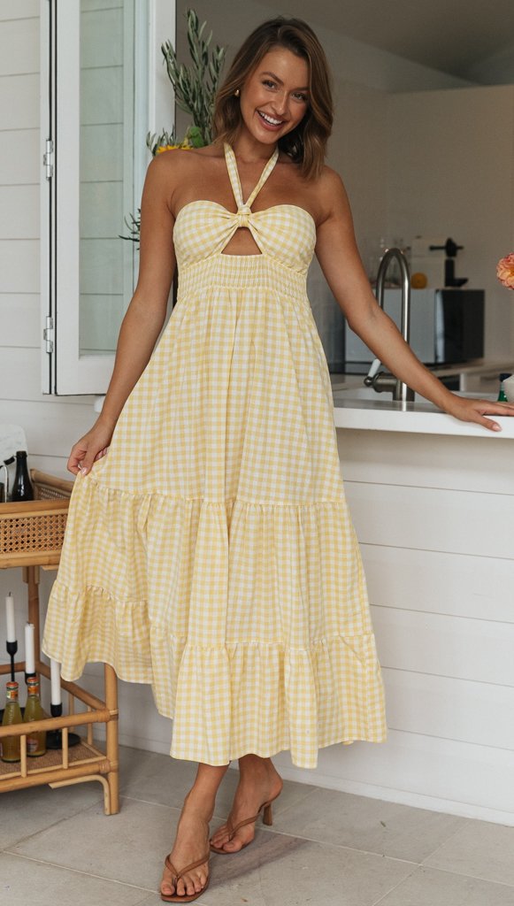 Halterneck Printed Women's Long Dress