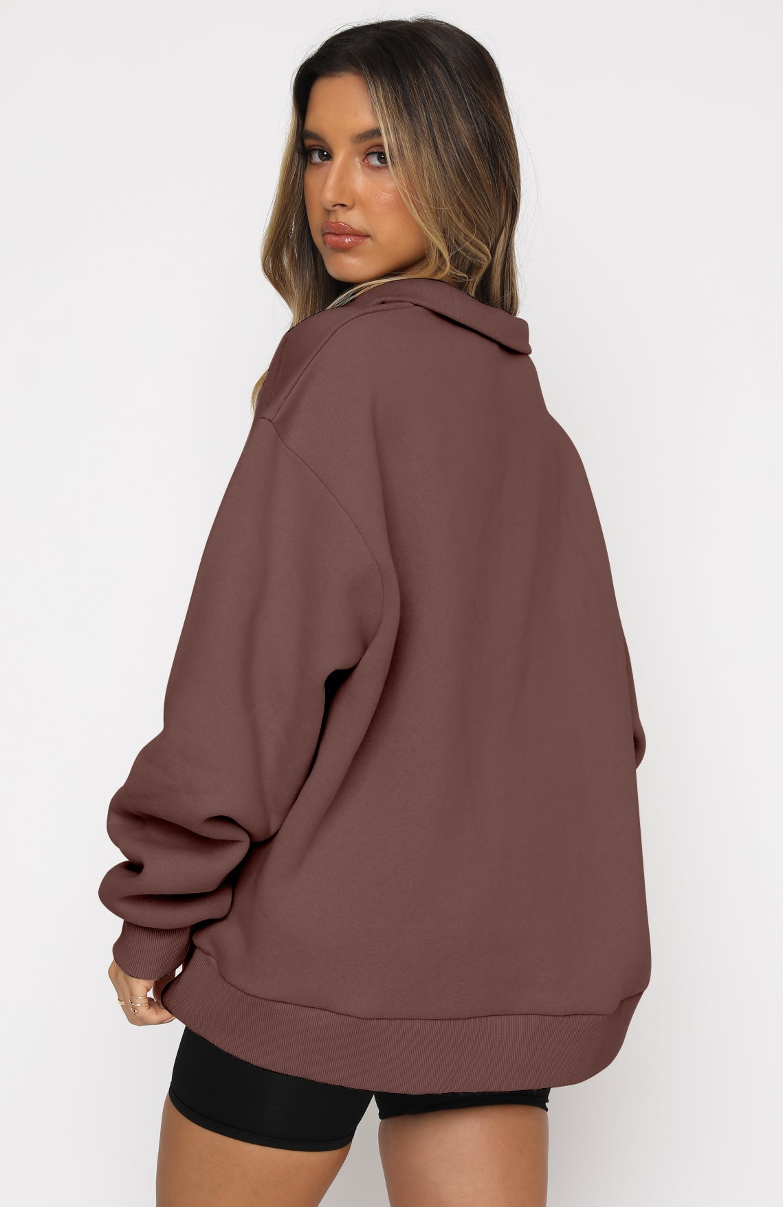 Casual Top Half Zipper Pullover Long Sleeved Women's Hoody