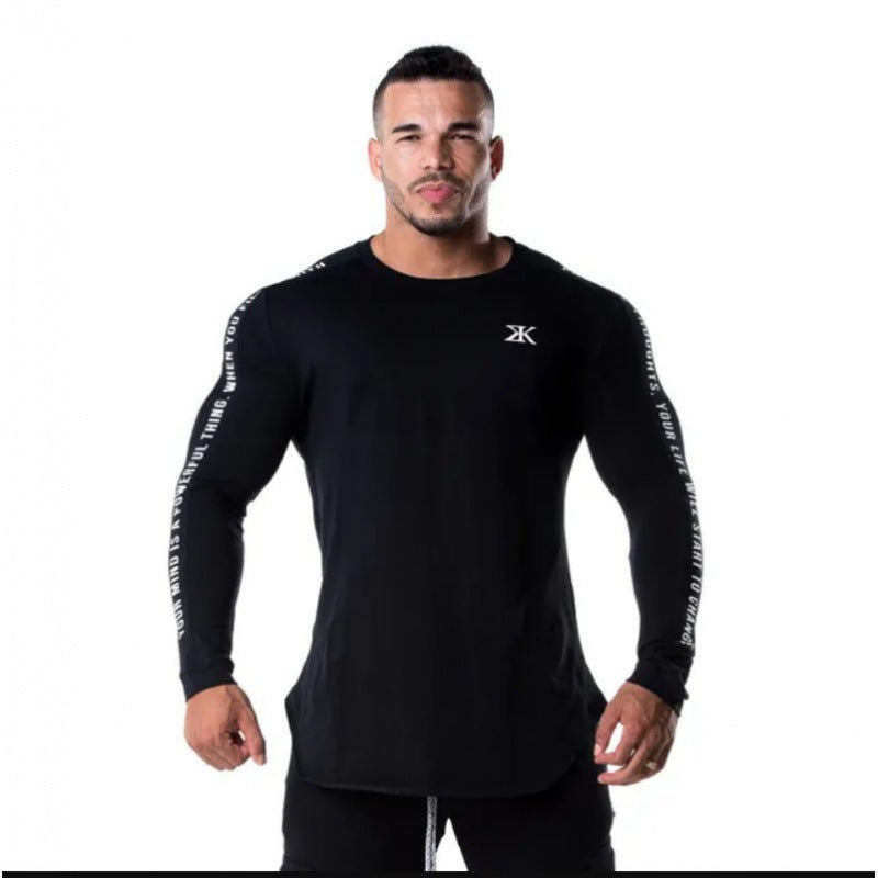 Long Sleeve Round Neck Slim Men's Sports Top