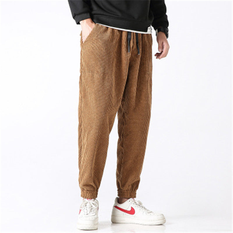 Casual Trousers Blue Corduroy Men's Pants