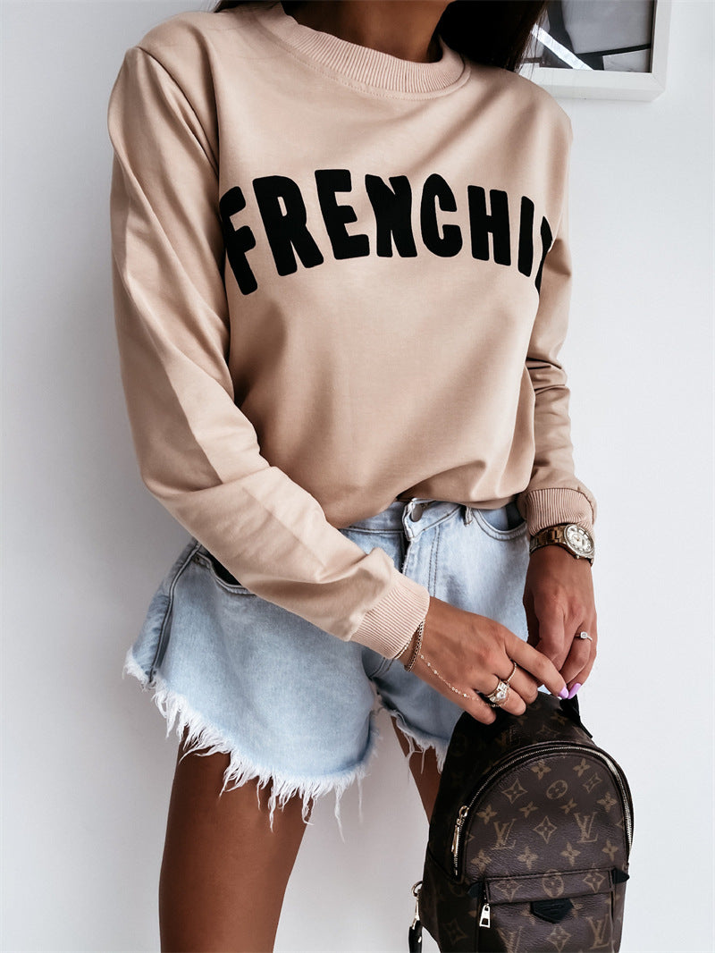Round Neck Capless Urban Casual Pullover Women's Sweater