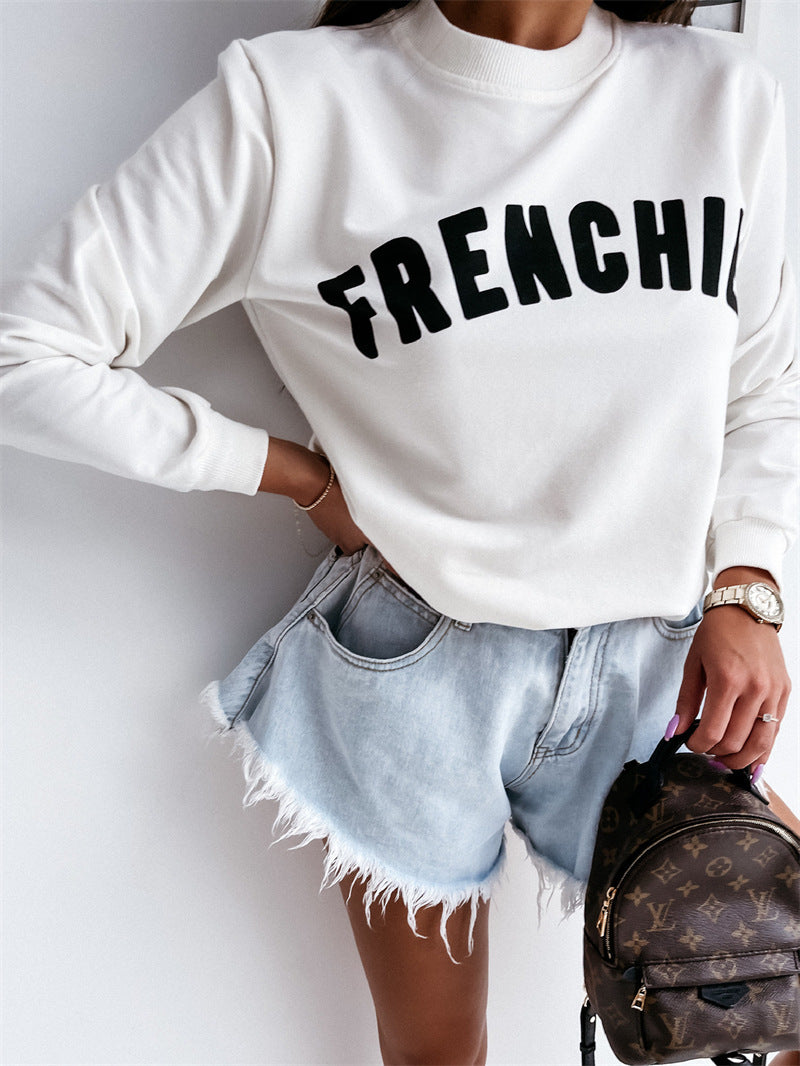 Round Neck Capless Urban Casual Pullover Women's Sweater