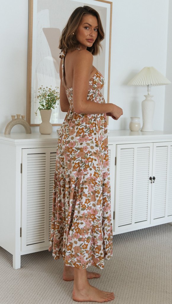 Halterneck Printed Women's Long Dress