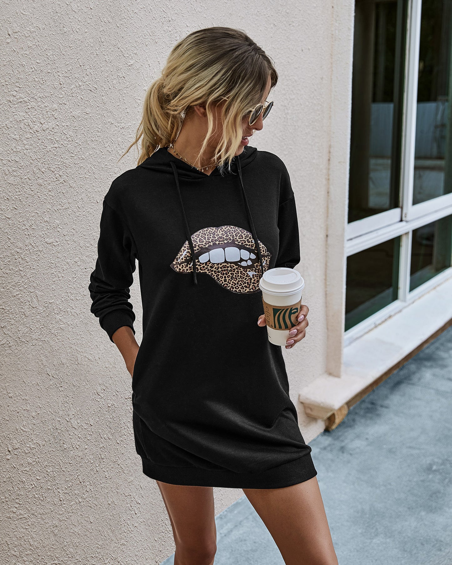 Mid-length Women's Hooded Sweater