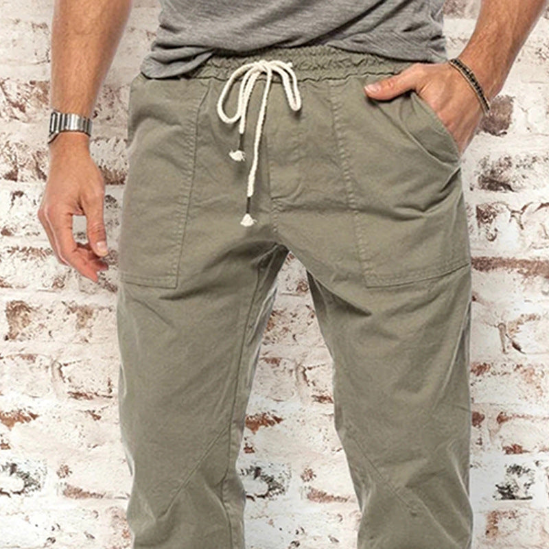 Casual Trendy Loose Men's Pants With Waistband