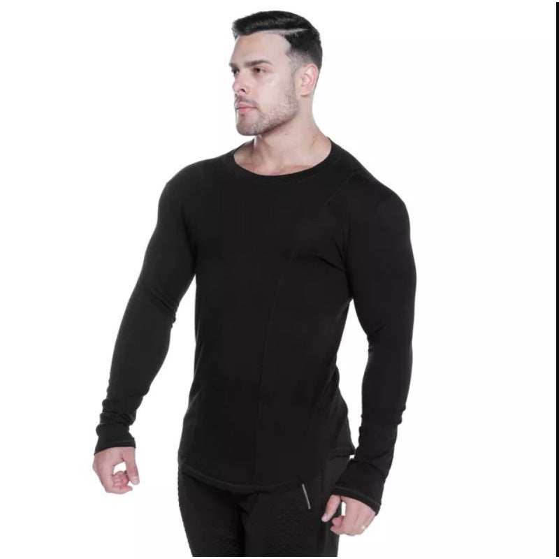 Long Sleeve Round Neck Slim Men's Sports Top